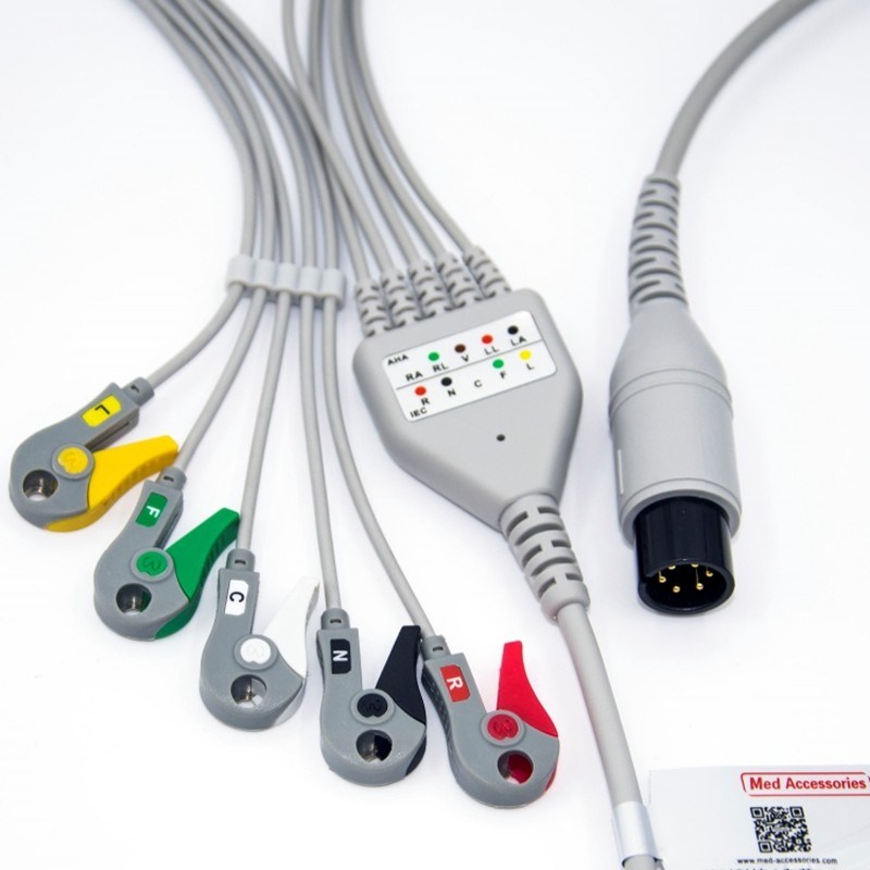 Ιατρικό καλώδιο για την παρακολούθηση ECG BCI 6 Pin 5 Leads Πολλαπλής χρήσης 0.9m Μέγεθος