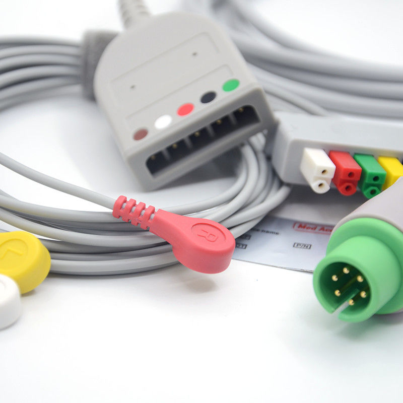 Χωρισμένο 6Pin 5 Leads ΗΚΓ Monitor Καλώδιο Γκρίζο Χρώμα Λατέξ Χωρίς Πολυλειτουργία