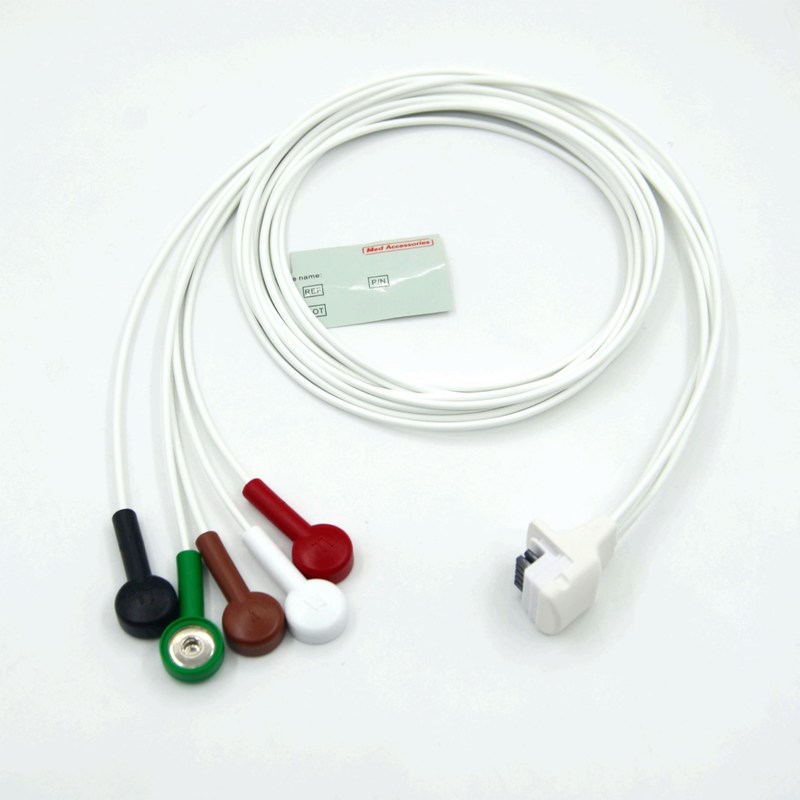 Συμβατό Mortara H3 Holter Recorder ECG καλώδιο Leadwires 5 Leads Snap AHA
