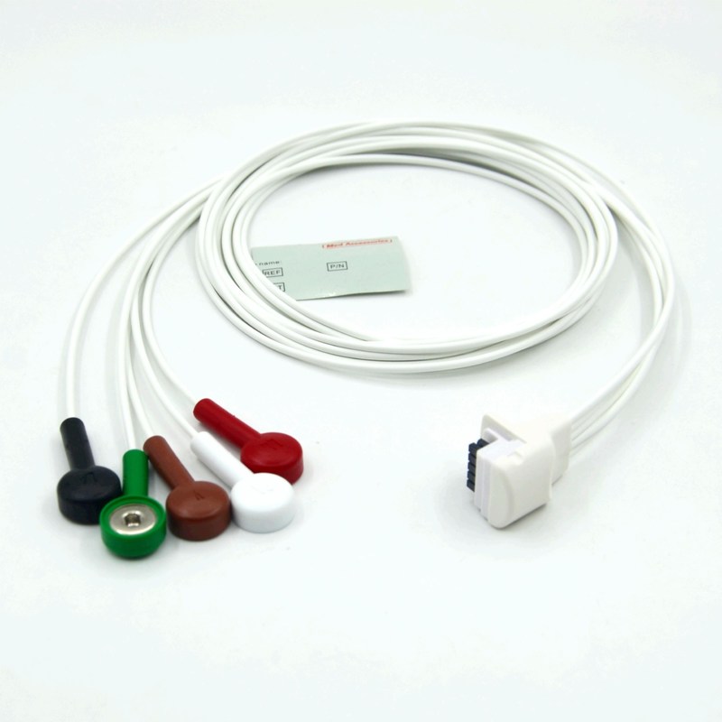 Συμβατό Mortara H3 Holter Recorder ECG καλώδιο Leadwires 5 Leads Snap AHA