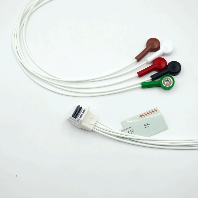 Συμβατό Mortara H3 Holter Recorder ECG καλώδιο Leadwires 5 Leads Snap AHA