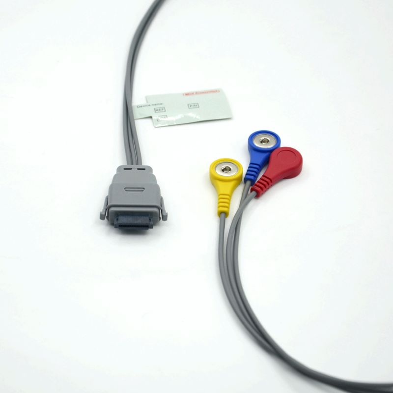 Συμβατό καλώδιο ΗΚΓ Holter 5 απαγωγών Edan SE-2003 με κουμπωτό σύνδεσμο, χρησιμοποιείται για ενήλικες/παιδιά