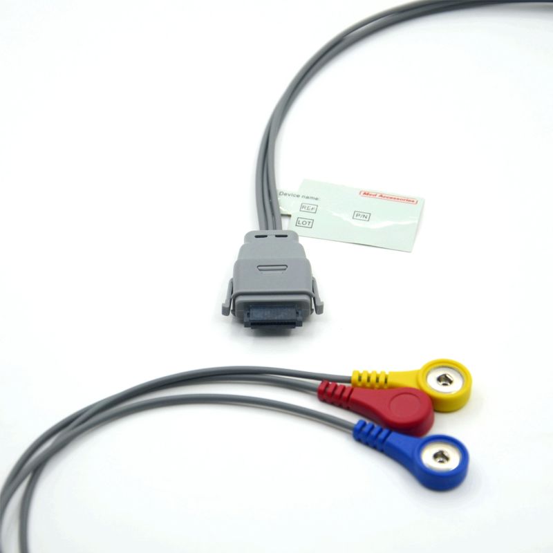 Συμβατό καλώδιο ΗΚΓ Holter 5 απαγωγών Edan SE-2003 με κουμπωτό σύνδεσμο, χρησιμοποιείται για ενήλικες/παιδιά