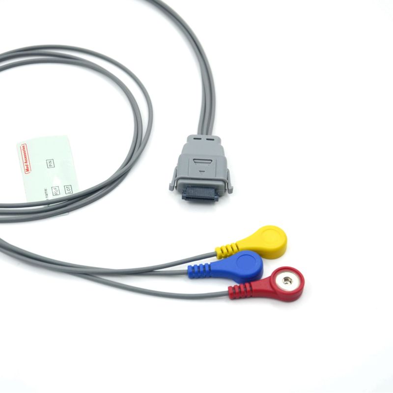 Συμβατό καλώδιο ΗΚΓ Holter 5 απαγωγών Edan SE-2003 με κουμπωτό σύνδεσμο, χρησιμοποιείται για ενήλικες/παιδιά