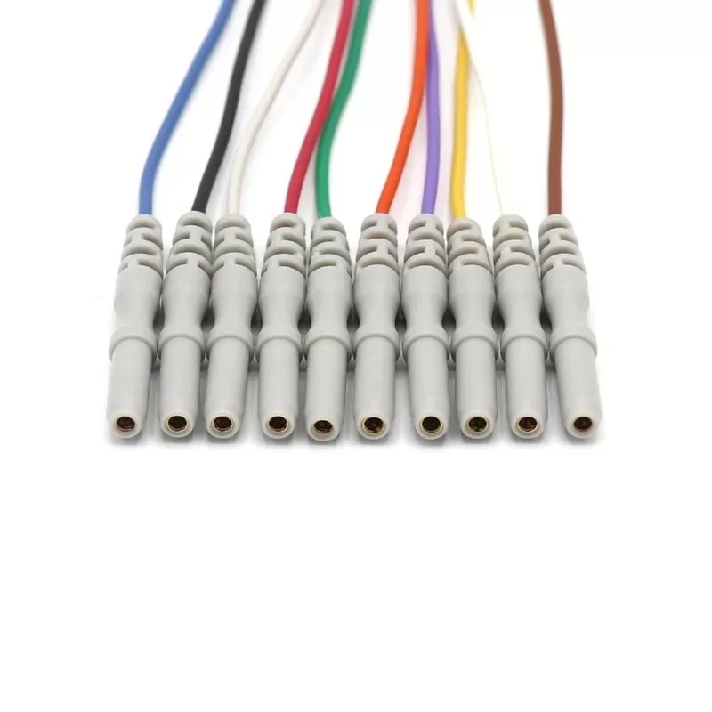 Ελαστικό ιατρικό καλώδιο κουμπιού, 3/5/7/10 Lead Snap 10 Lead Holter ECG EEG καλώδιο