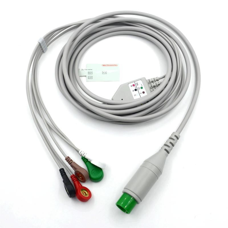 High Quality Medical Accessories Compatible M&B 5 Lead ECG EKG Cable AHA Snap