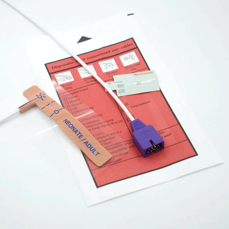 Ιατρικά Συσκευάσματα Προμηθευτής Τυλί Stretch Compatible Nellcor 9pin Disposable SpO2 Sensor Για Νεογέννητα / Ενήλικες