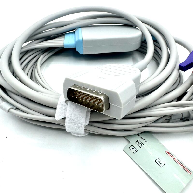 Med Accessories Συμβατό καλώδιο EKG 10 μολύβδου με ιατρικά αναλώσιμα ιατρικού τύπου Latex Grabber End Medical-Grade TPU Latex Certified RoHS