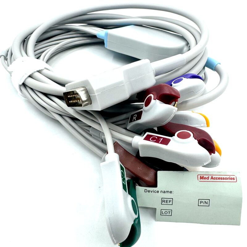 Med Accessories Συμβατό καλώδιο EKG 10 μολύβδου με ιατρικά αναλώσιμα ιατρικού τύπου Latex Grabber End Medical-Grade TPU Latex Certified RoHS
