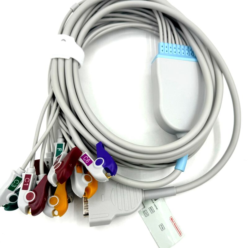 Med Accessories Συμβατό καλώδιο EKG 10 μολύβδου με ιατρικά αναλώσιμα ιατρικού τύπου Latex Grabber End Medical-Grade TPU Latex Certified RoHS