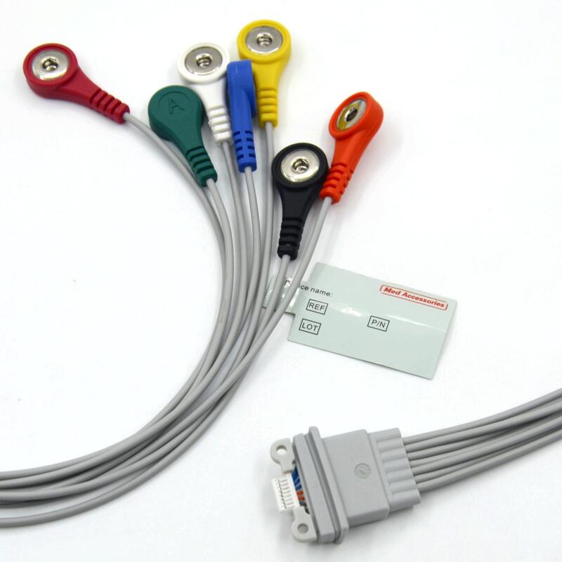 Med Accessories 7-Leads TPU EKG Cable Snap Monitor Εξάρτημα ιατρικής διαγνωστικής συσκευής Πιστοποίηση ISO Κατηγορίας I Συμβατό Schille